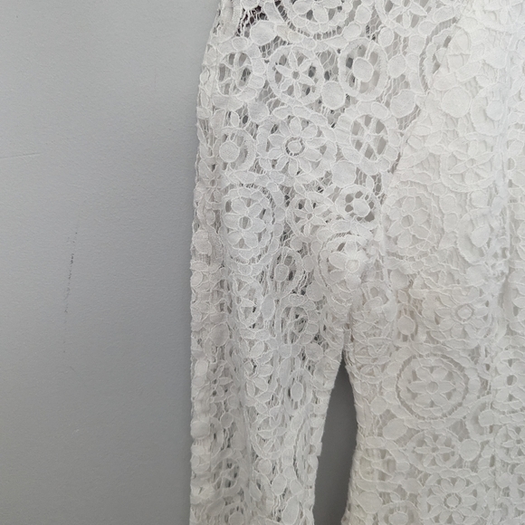 Women's Lilly Pulitzer White Lace Mini Dress Size 2 Sheer Sleeves Bridal - Picture 2 of 5
